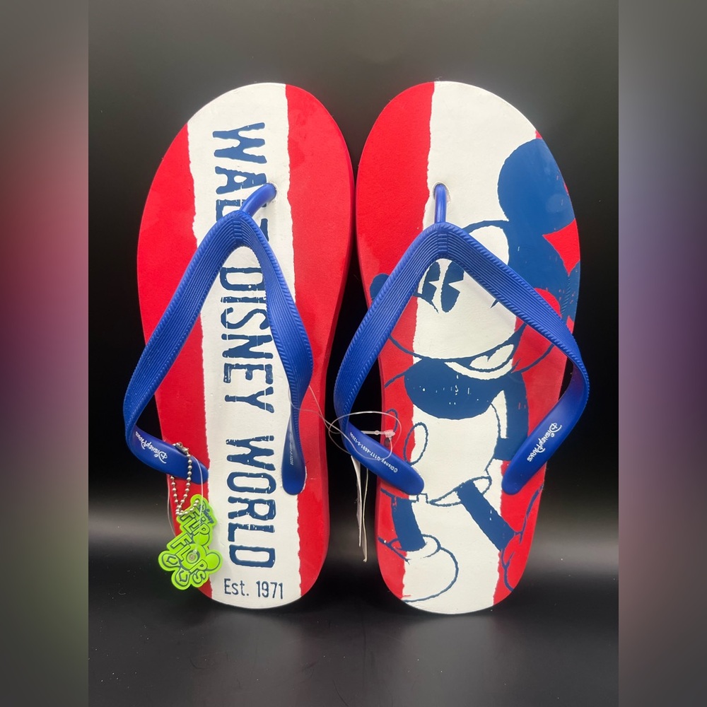 Disney Parks- New with Tags Flip Flops, Womens Size:8, Red/White/Blue
